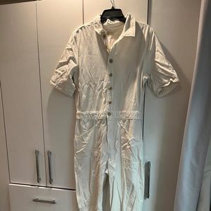 MOTHER White Denim Jumpsuit - Size L